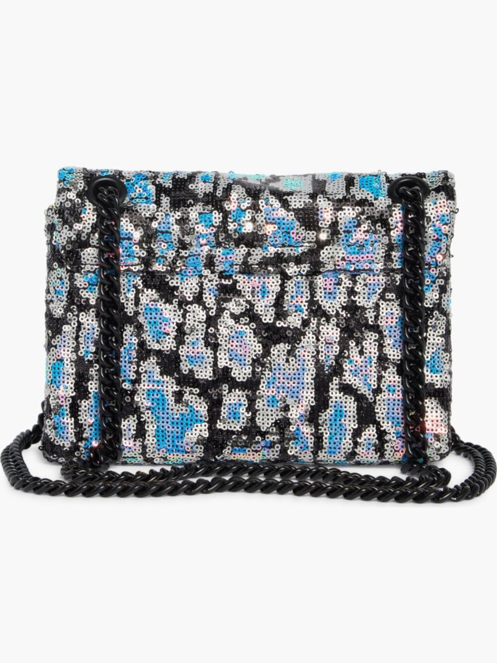 Kurt Geiger London RARE Mini Brixton Blue Leopard Sequin Chain Crossbody Bag NWT - Picture 4 of 13